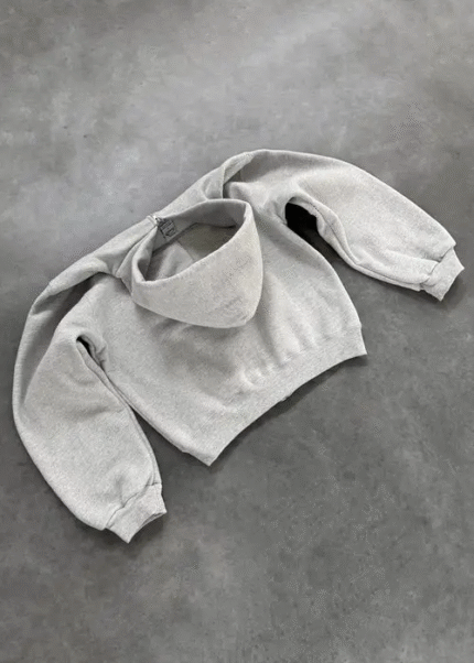 AKIMBO ZIP-UP HOODIE – HEATHER GREY