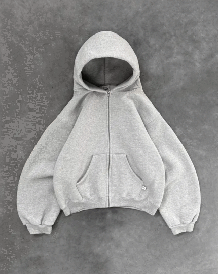 AKIMBO ZIP-UP HOODIE – HEATHER GREY
